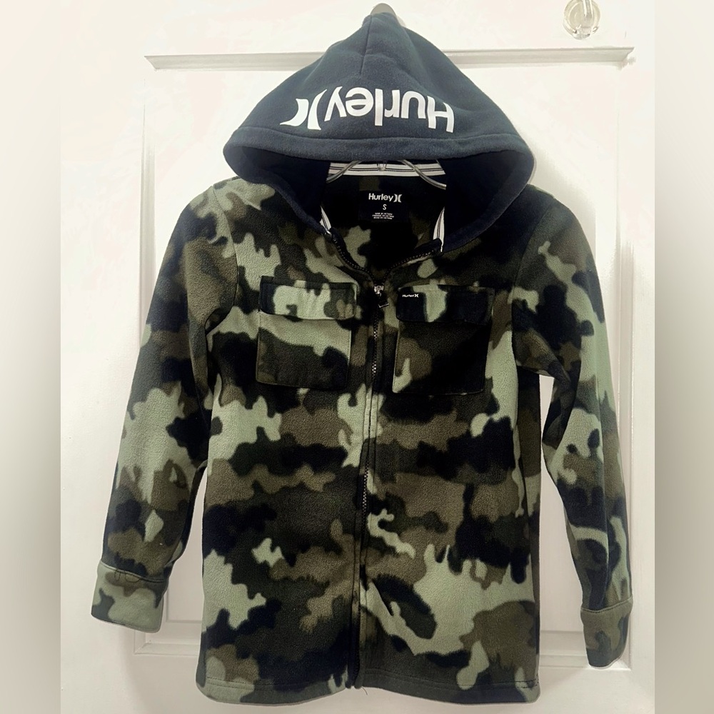 Hurley Youth Boys Full Zip Hooded Fleece army, camouflage Hoodie Zip Jacket